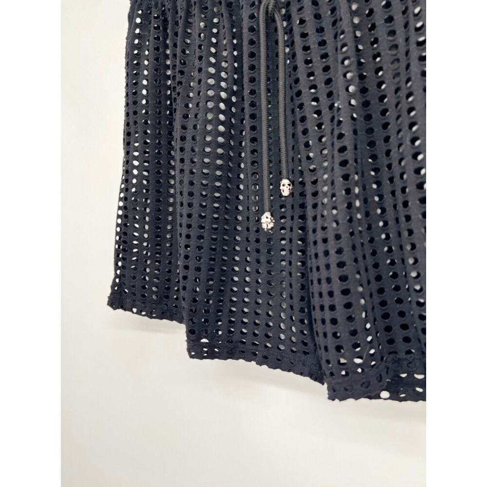 Unbranded Swim Coverup Open Knit Shorts with Skull Pull Women's S Black - Picture 4 of 4
